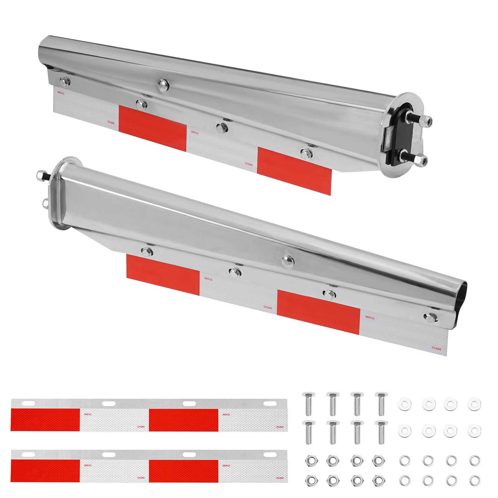 VEVOR - Chrome Straight Spring Loaded Mud Flap Hangers, 2-1/2" Bolt Spacing Mudflap Hangers for Semi Trucks - Silver