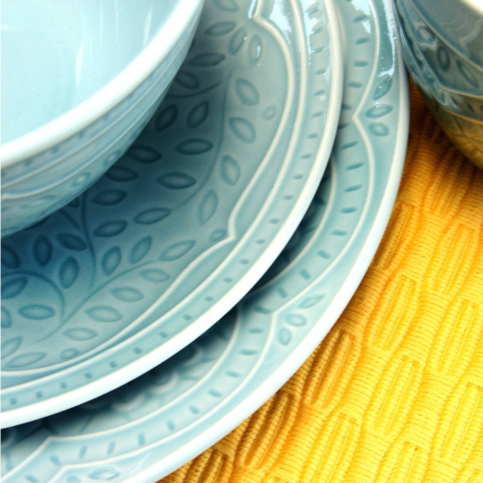 Alt View 3. Gibson - Gibson Elite Alemany 16-Piece Dinnerware Set, Aqua - Aqua.