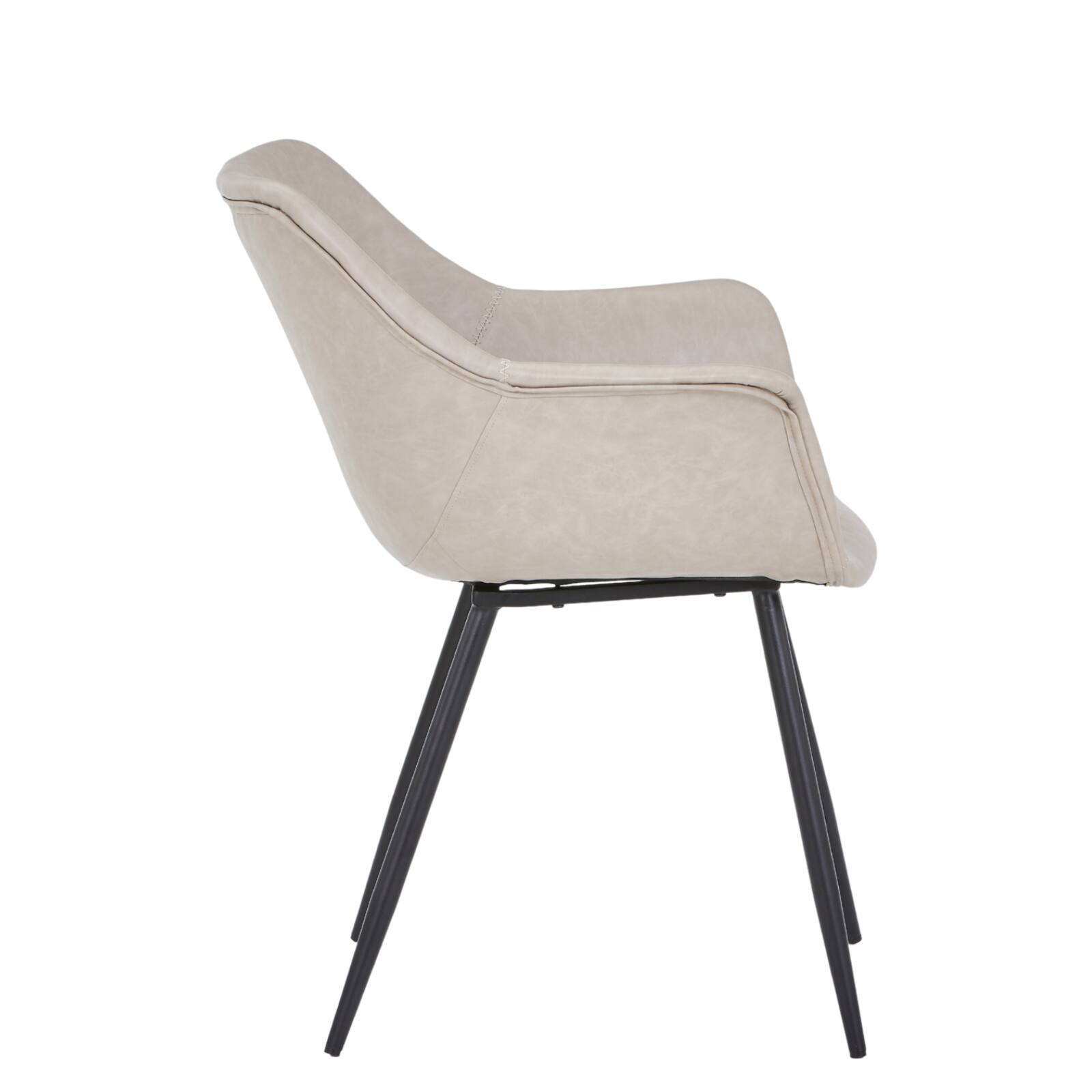 Alt View 10. LeisureMod - Markley 2-PCS Modern Leather Accent Dining Chair with Powder-Coated Iron Legs - Light Grey.