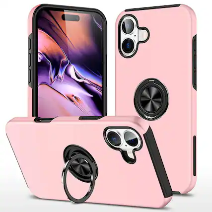 Front. Entronix - Entronix iPhone 17 Case with 360° Kickstand and Enhanced Protection - Pink.