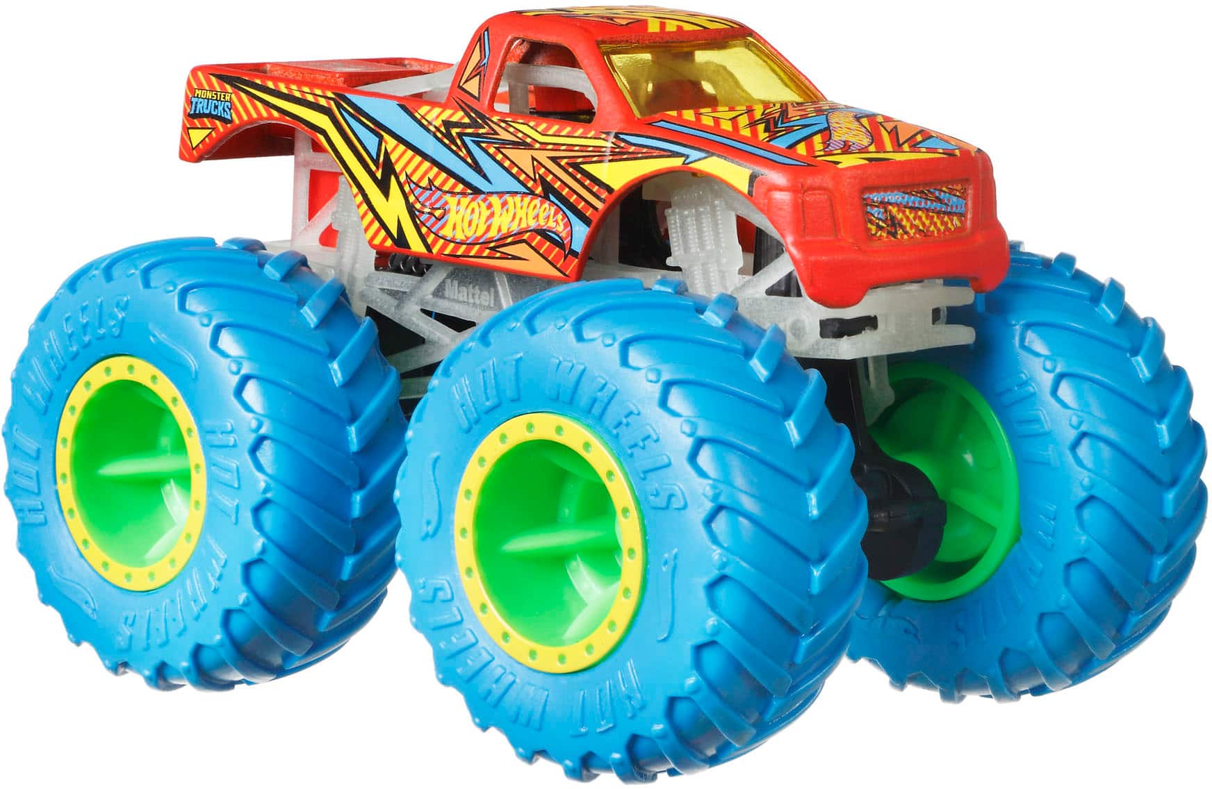 Monster trucks with Mattel wheels.