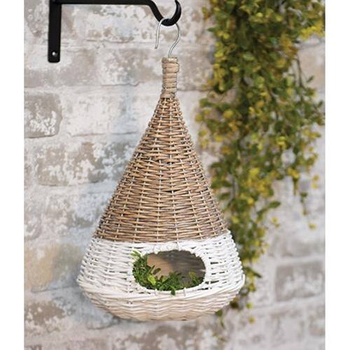 Front. BreeBe - *White Dipped Willow Bird House 16" - Multi.