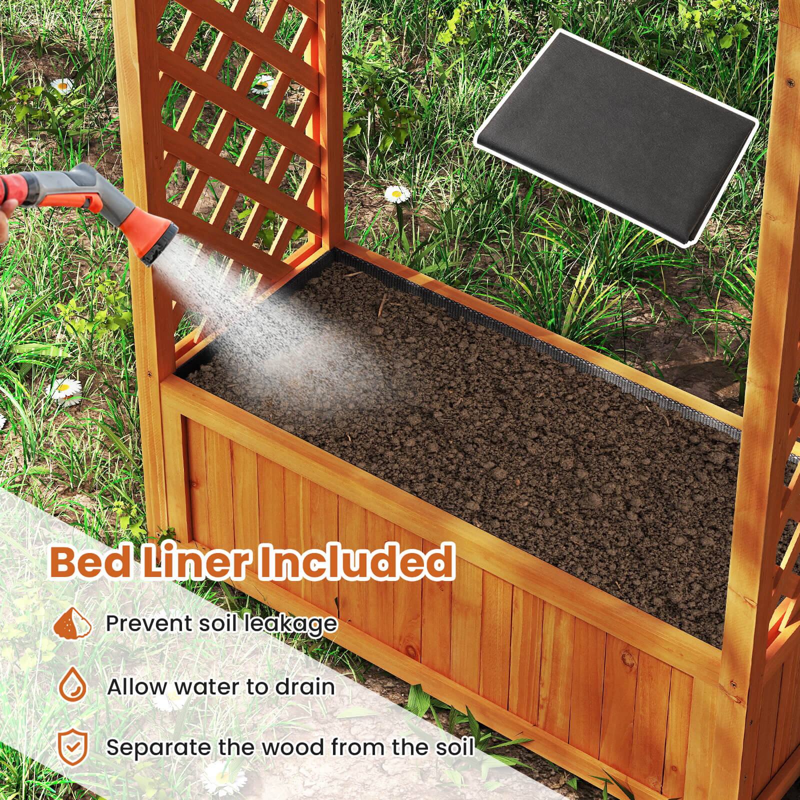 Bed Liner Included

- Prevent soil leakage
- Allow water to drain
- Separate the wood from the soil