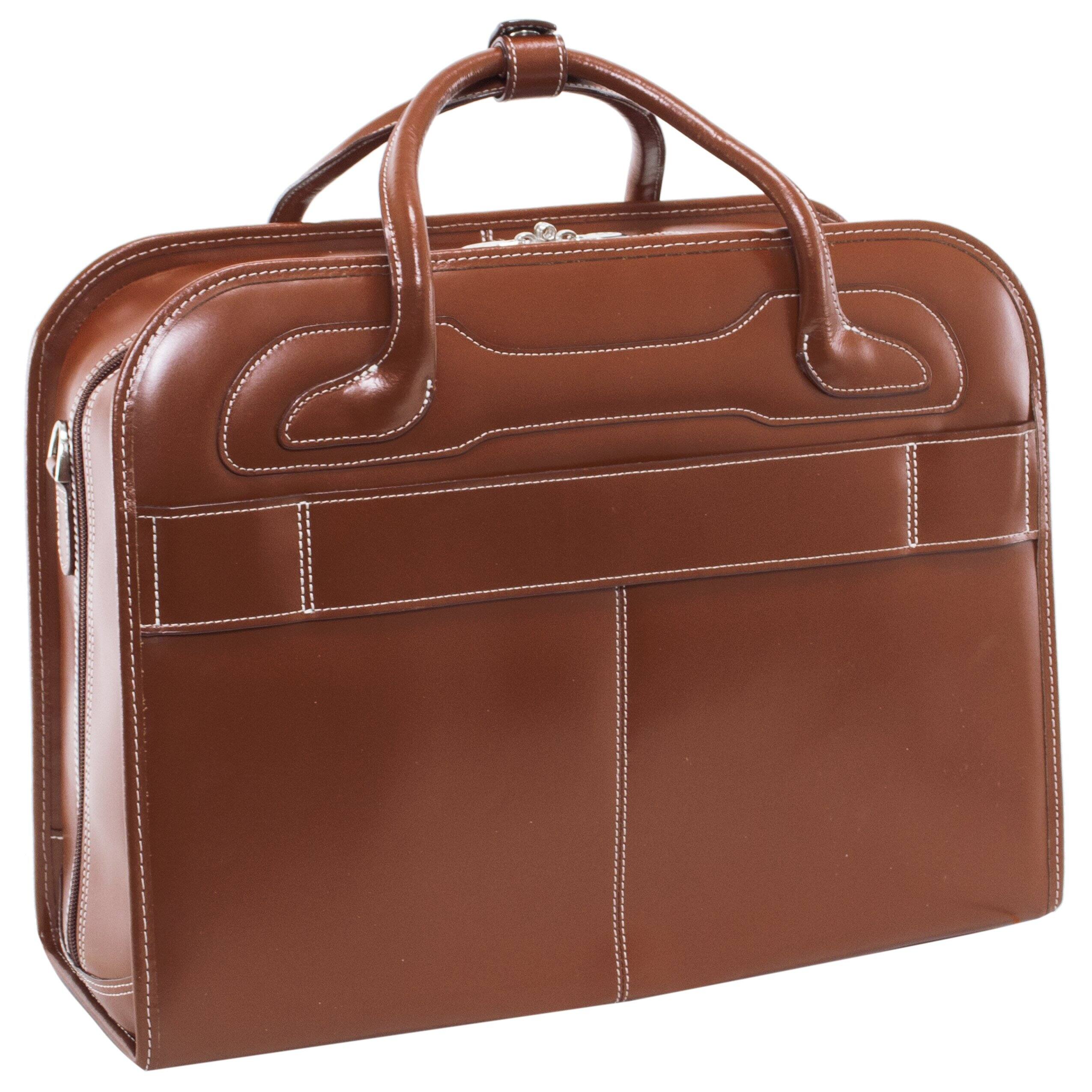 Alt View 6. McKlein - WILLOWBROOK 17" Leather Detachable Wheeled Laptop Briefcase Tablet Bag Rolling Overnight Travel Removable Trolley Case - Brown.