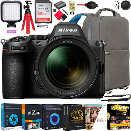 KMON Ultra 100 XC: 128GB
SanDisk
Nikon Z
NIKKOR F $72 Z S 1:4 24-70mm
Ashampoo Photo Commander 16
Ashampoo Photo Optimizer 7
piZap
GRFX STUDIO PRO
IAIN PixTeller STUDIO MOVIE 16
