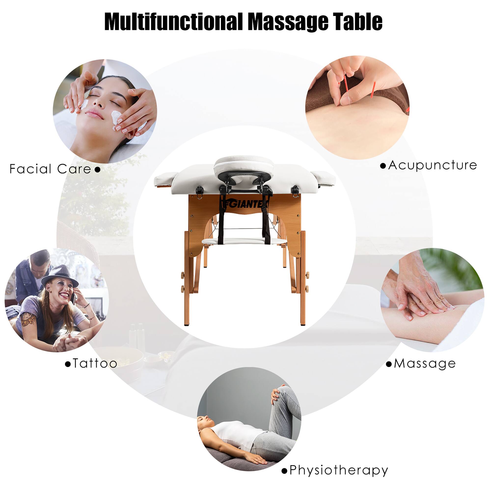 Multifunctional Massage Table

- Facial Care
- Acupuncture
- Tattoo
- Massage
- Physiotherapy