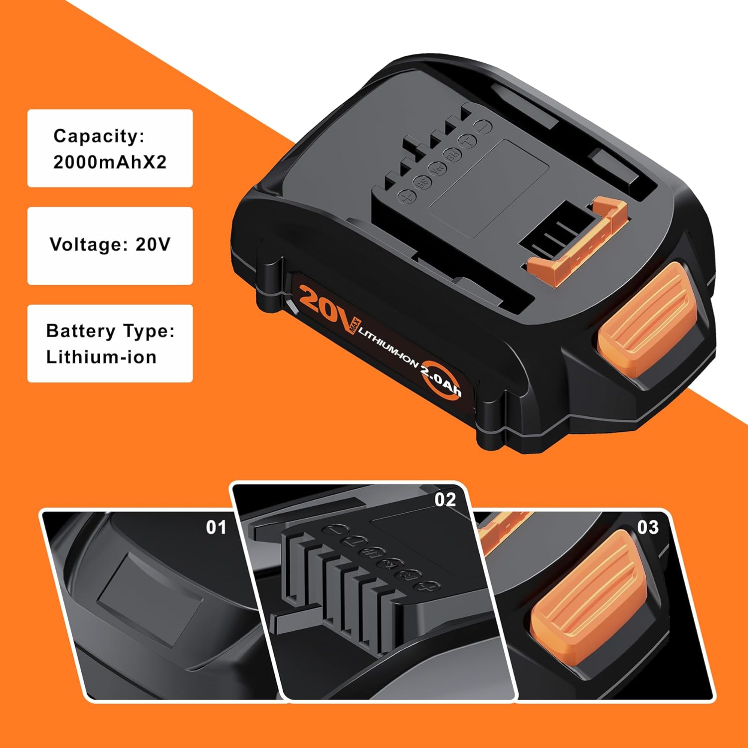 Capacity: 2000mAhX2  
Voltage: 20V  
Battery Type: Lithium-ion