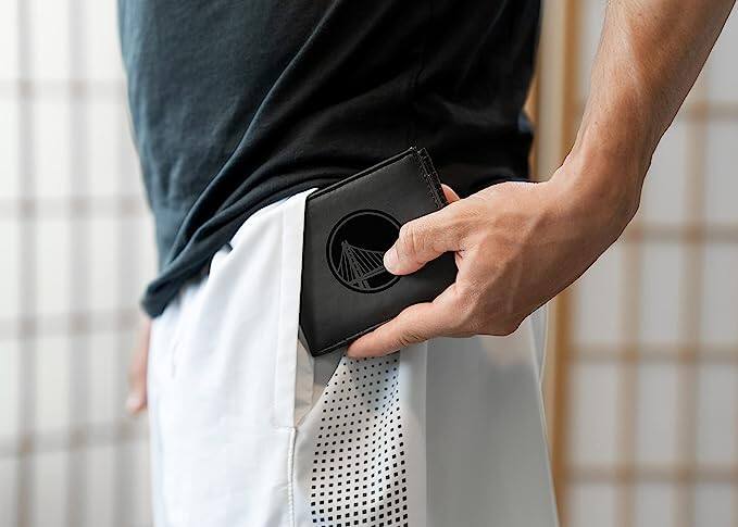 Alt View 1. Rico Industries - Golden State Warriors NBA Laser Engraved Black Billfold Wallet - Multi.