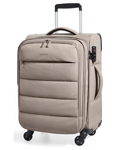 Front. DORLUKFU - Carry On Luggage 22x14x9 Airline Approved, 20 Inch Soft Suitcase with Wheels, Lightweight Spinner Carry on Suitcase with - Camel.
