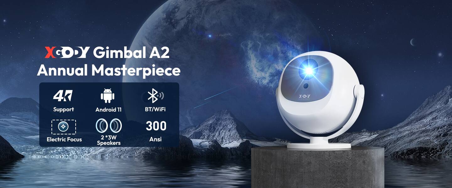 XCDY Gimbal A2 Annual Masterpiece

- 47° Support
- Android 11
- BT/WiFi
- Electric Focus
- 2 * 3W Speakers
- 300 Ansi