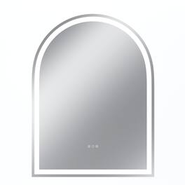 Boyel Living - 36 x 48 in Rectangle Aluminum Frame Arched Mirror with Front Light and Anti-Distortion Glass