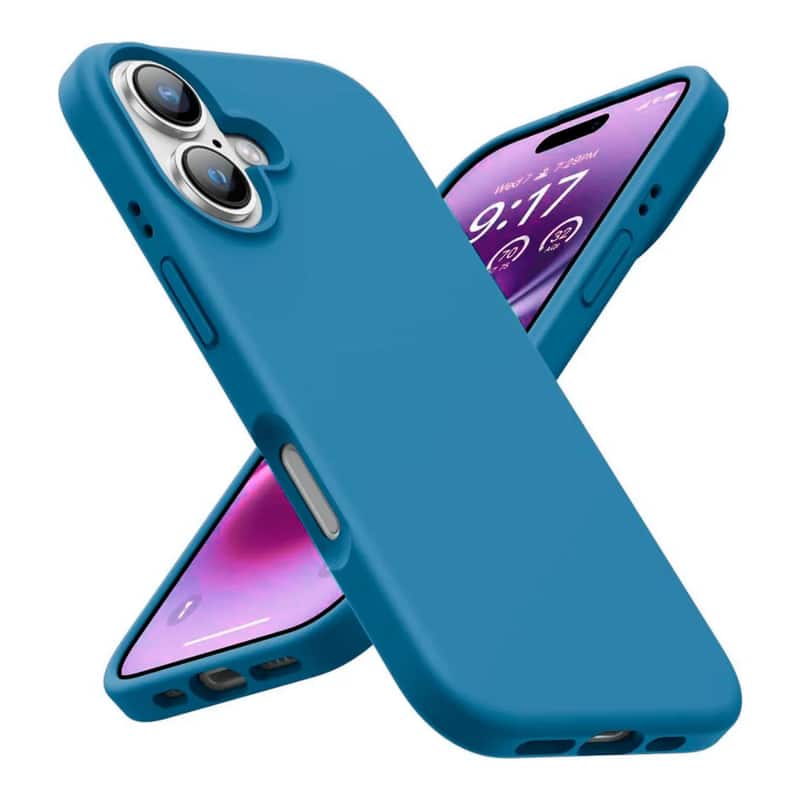 Entronix - Case for iPhone 17 - Soft-Touch Liquid Silicone Protection - Aqua Blue