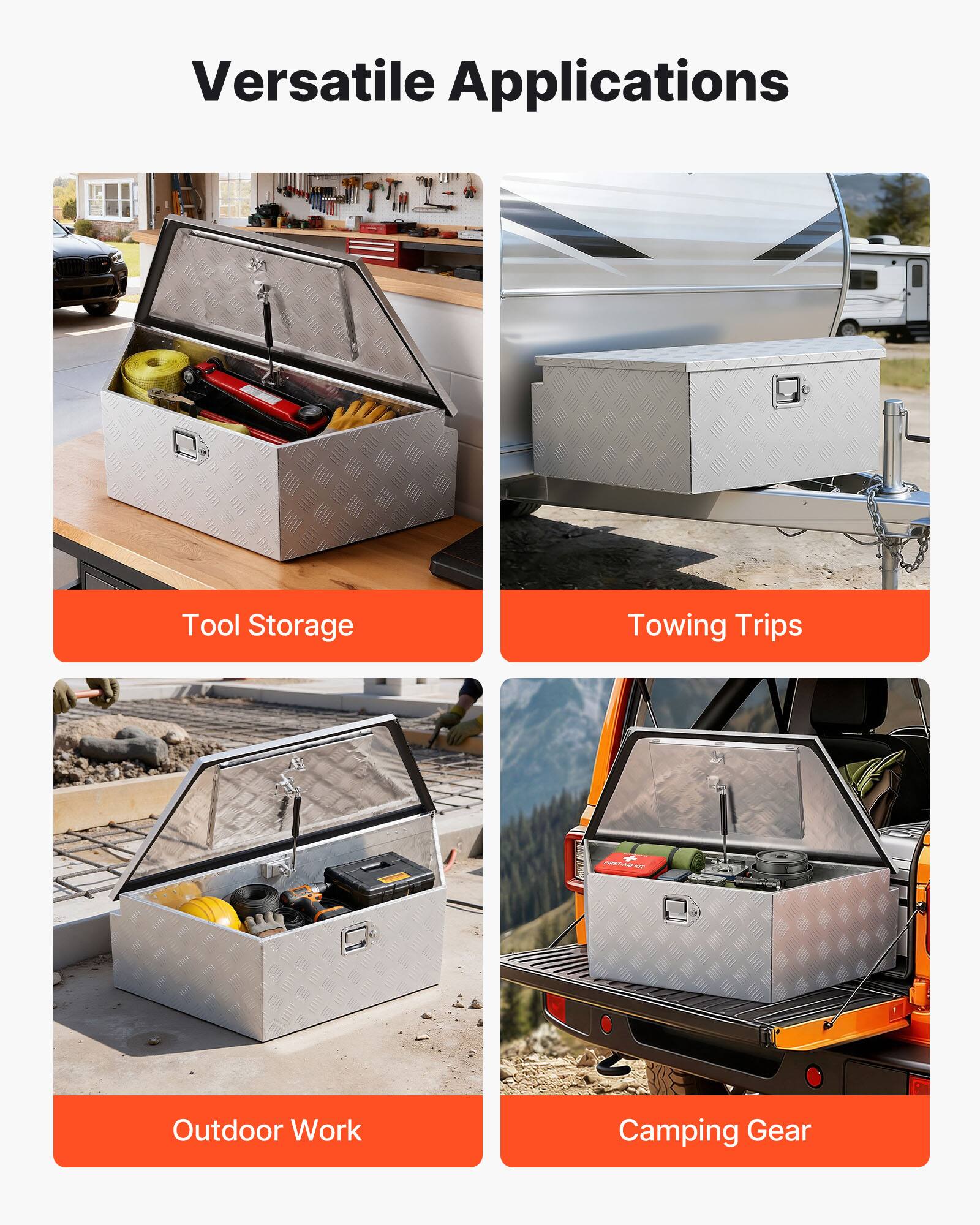 Versatile Applications

- Tool Storage
- Towing Trips
- Outdoor Work
- Camping Gear
