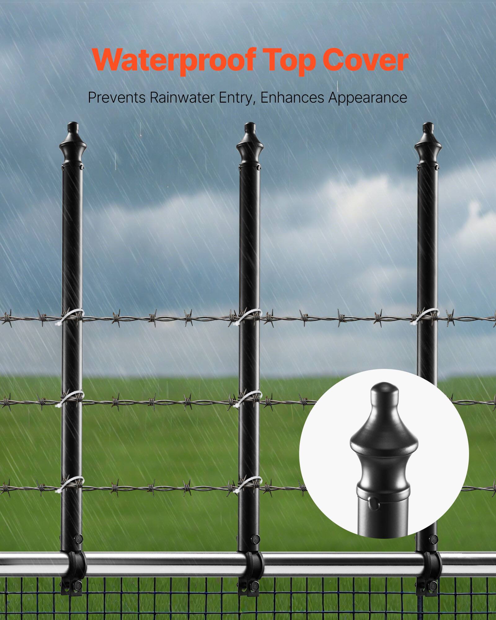 Waterproof Top Cover  
Prevents Rainwater Entry, Enhances Appearance