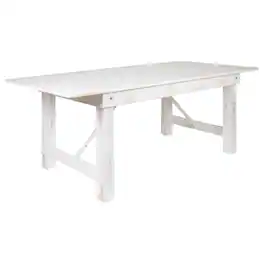 Alamont Home - HERCULES Series 7' x 40" Rectangular Solid Pine Folding Farm Table - Antique Rustic White