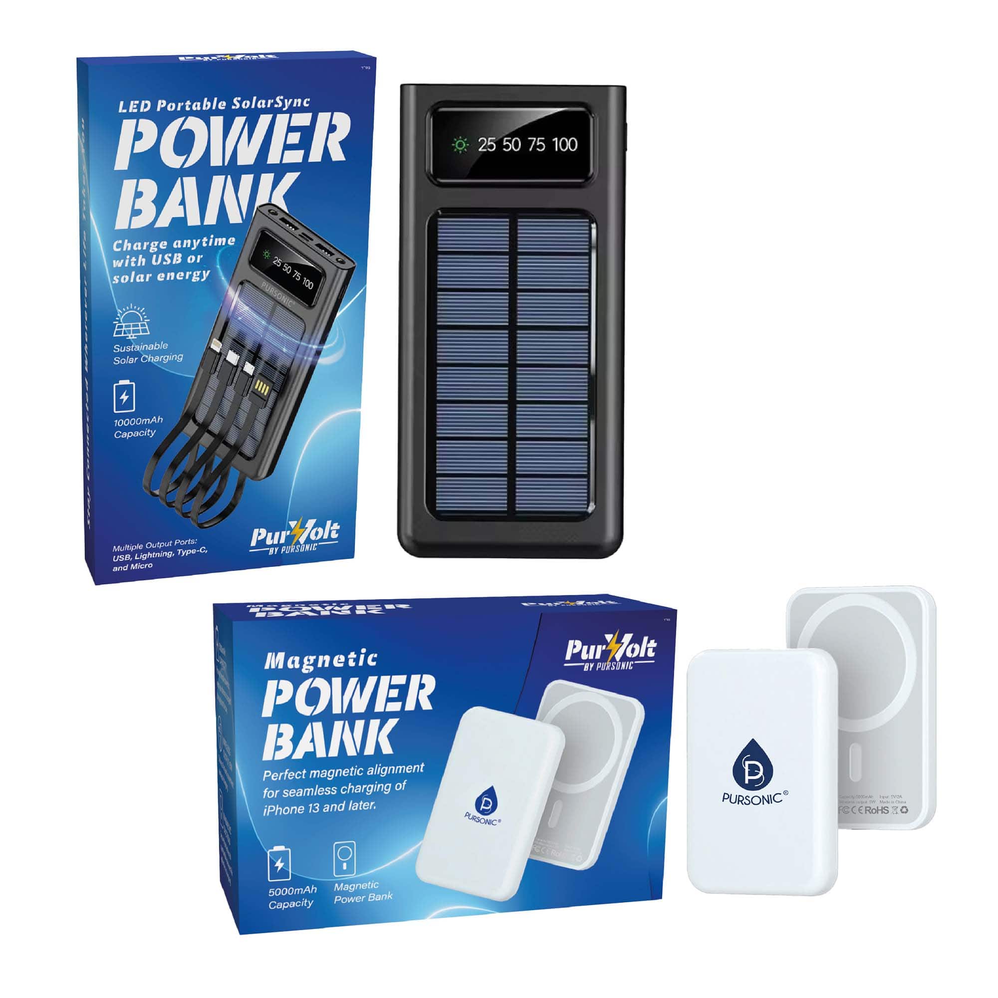Pursonic - Power-on-the-Go Travel Bundle: Stay Charged Anywhere, Anytime - Multicolor price history on PriceWatchPro