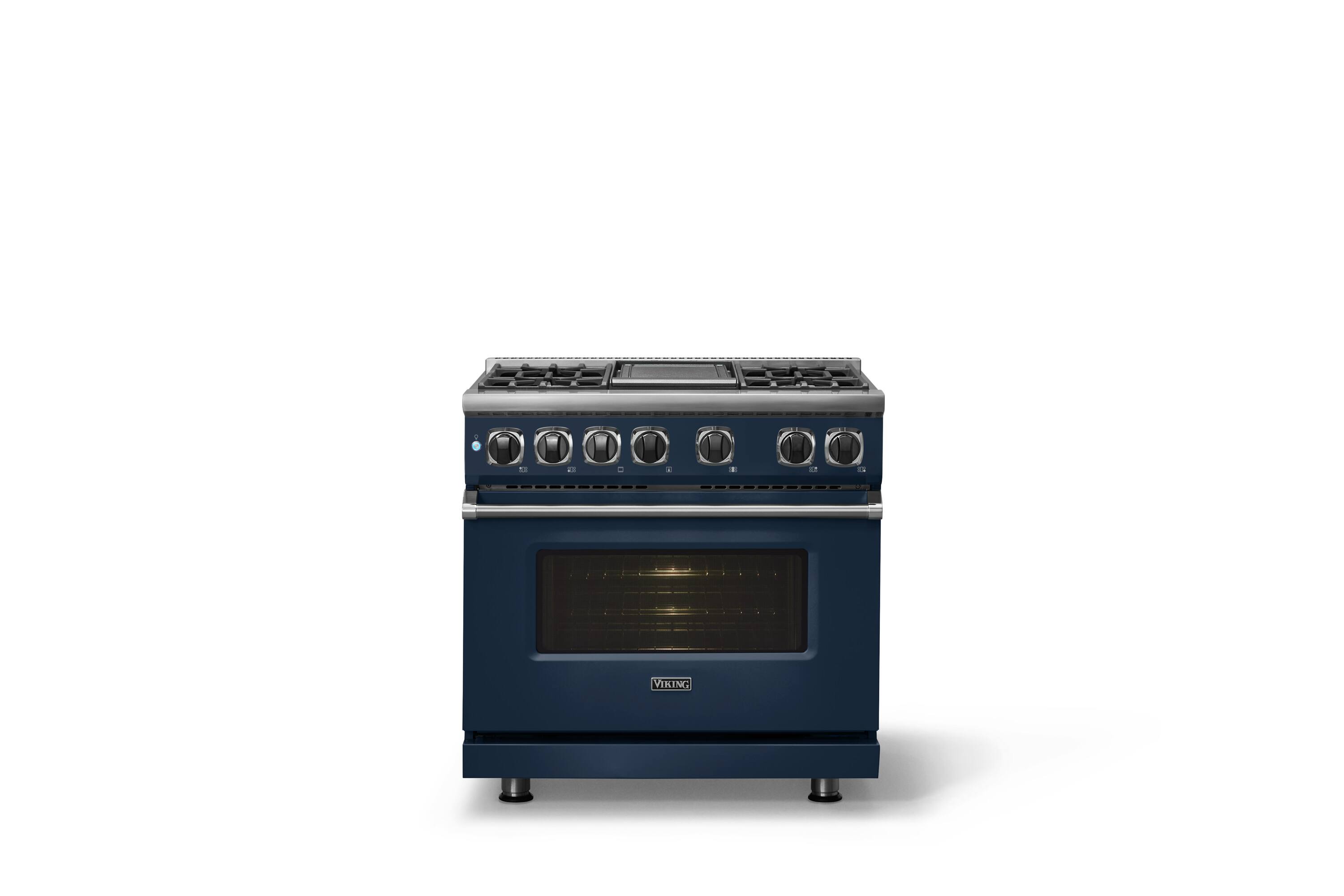 Alt View 1. Viking - 36"W. 5.6 Cu. Ft. 7S Self-Clean Dual Fuel Range-Slate Blue - Slate Blue.