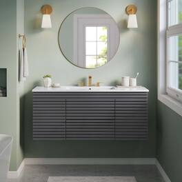 Render 48" Wall-Mount Bathroom Vanity Basin Included by Modway - Gray White