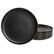 Front. Elama - Elama Paul 6 Piece Stoneware Salad Plate Set in Matte Black with Gold Rim - Black.
