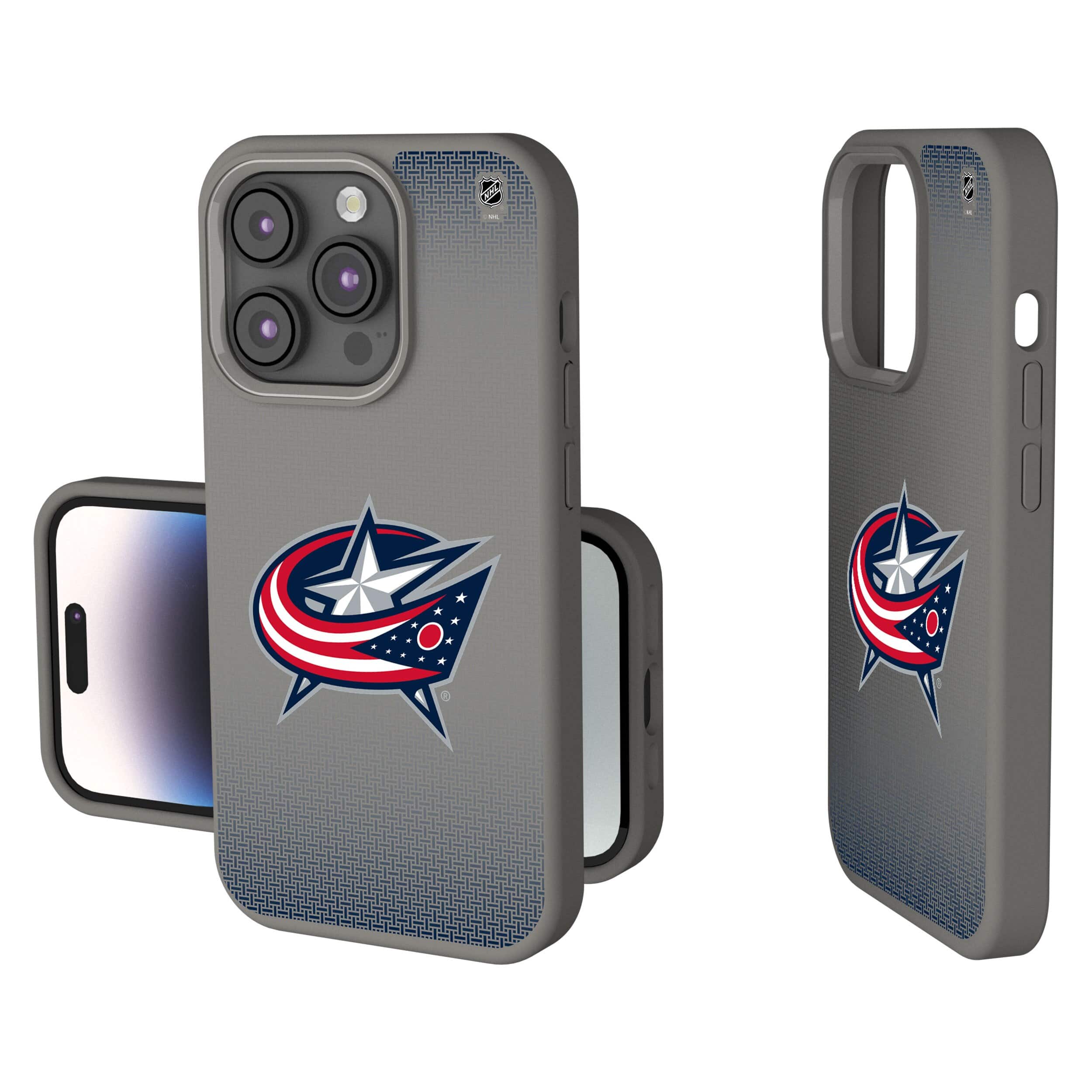 Keyscaper - NHL - Columbus Blue Jackets Linen Logo iPhone Soft Touch Case - 15 - Gray