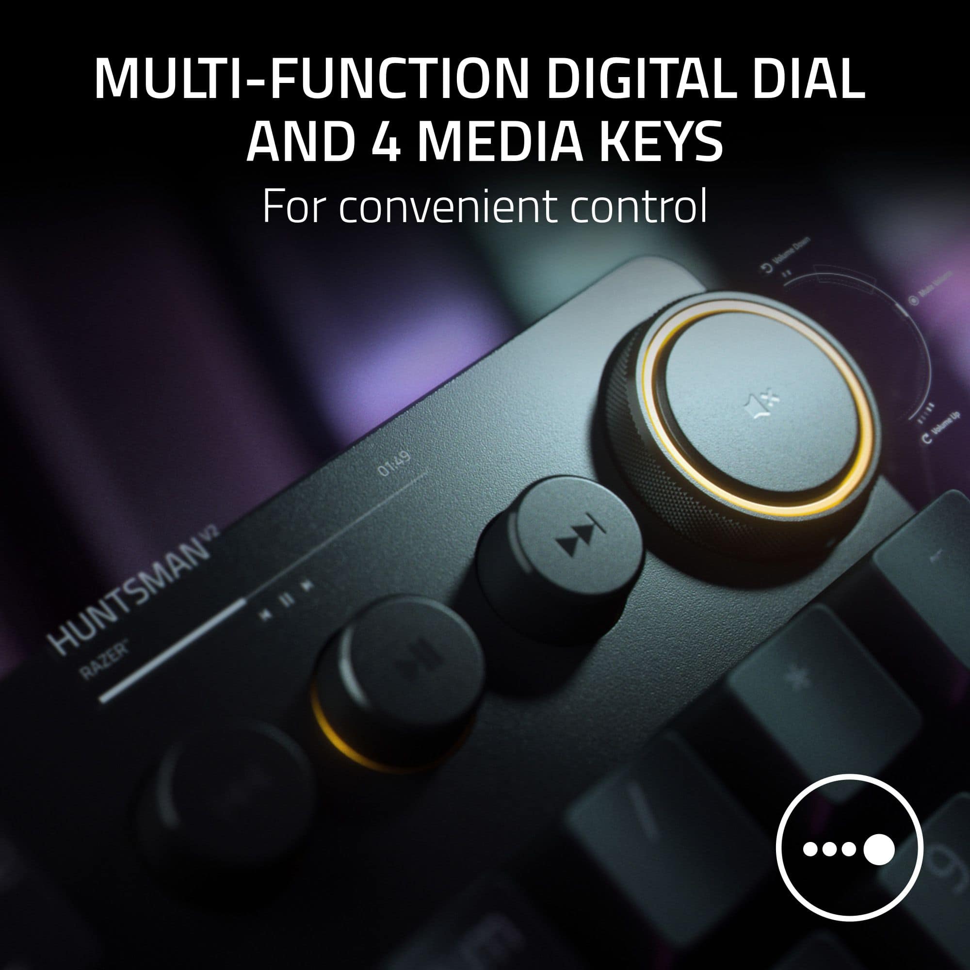 MULTI-FUNCTION DIGITAL DIAL AND 4 MEDIA KEYS FOR CONVENIENT CONTROL - VOLUME 5 "MUTE" HUNTMAN RAZER.