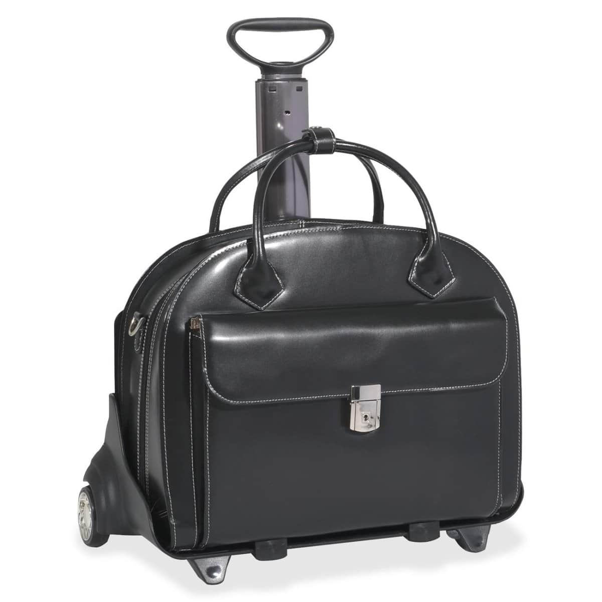 McKlein - Wheeled Laptop Briefcase Glen Ellyn Lady Model 9436-5 18.5 x 8.5 x 18 Dimensions - Black