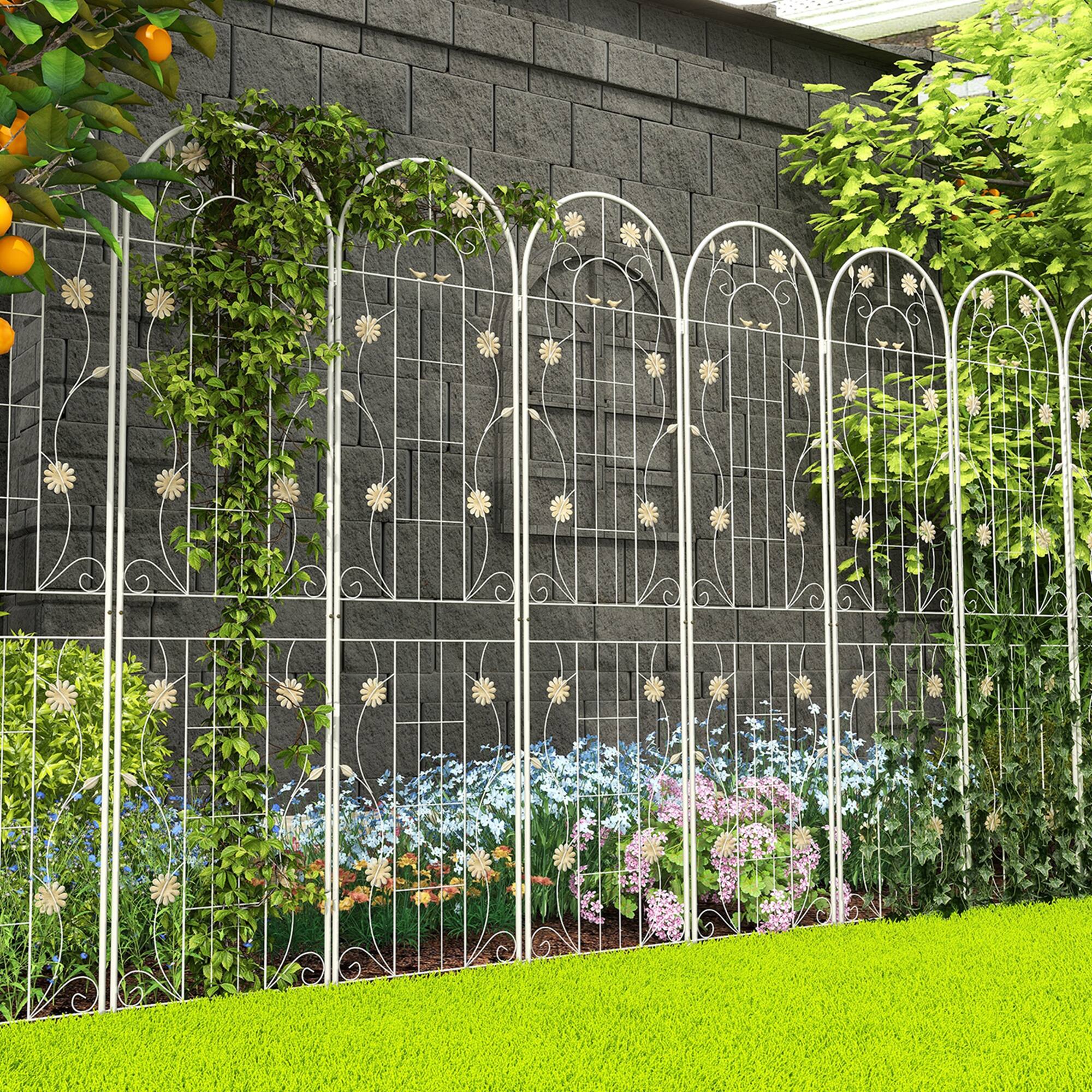 Alt View 4. Costway - 2 Pack Rustproof Metal Garden Trellis 71" x 20" Wire Lattice Panel for Patio - White.