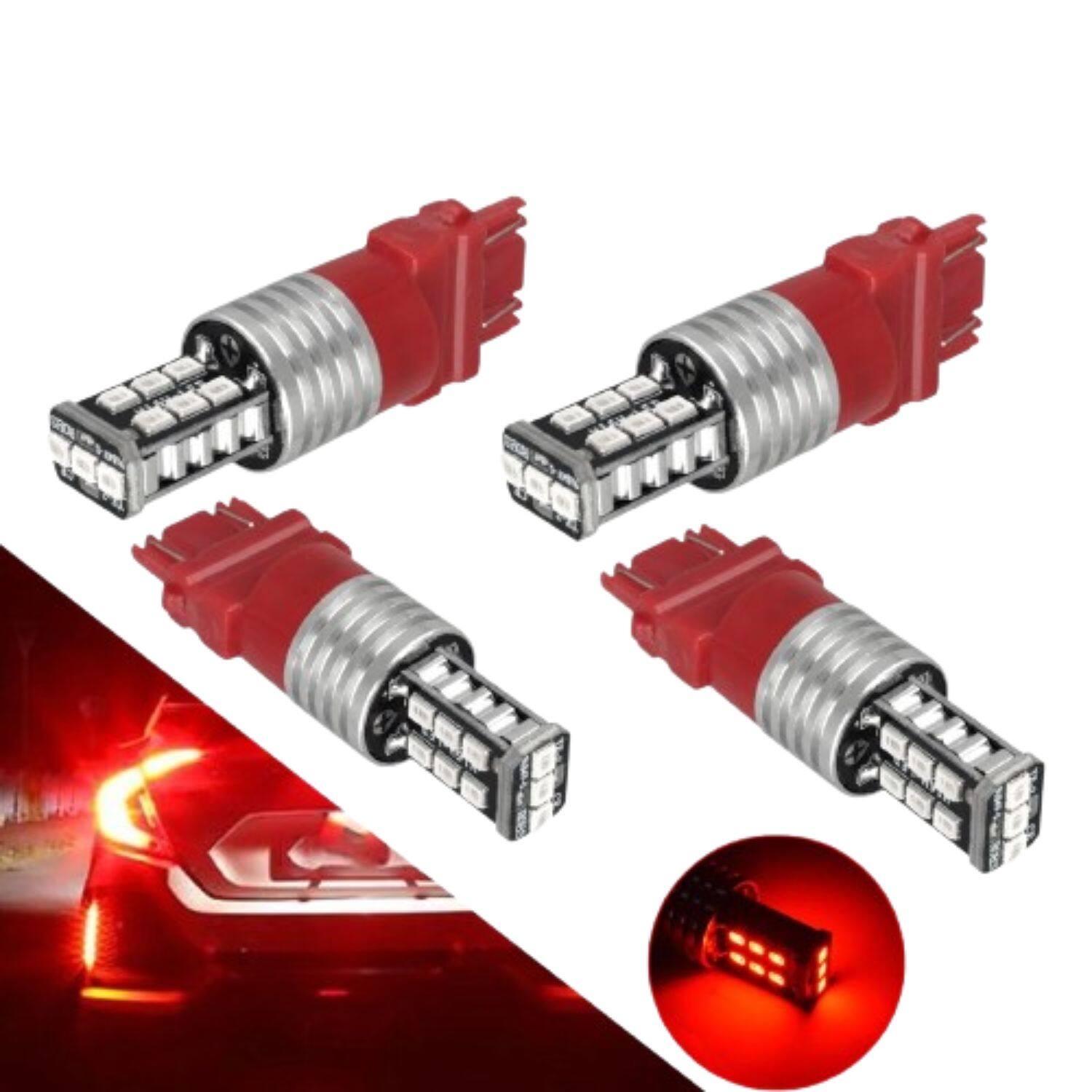Back. Home Collection - 4× 3157 Red LED Strobe Brake Light Bulbs – Flashing Tail, Stop & Parking Lights.