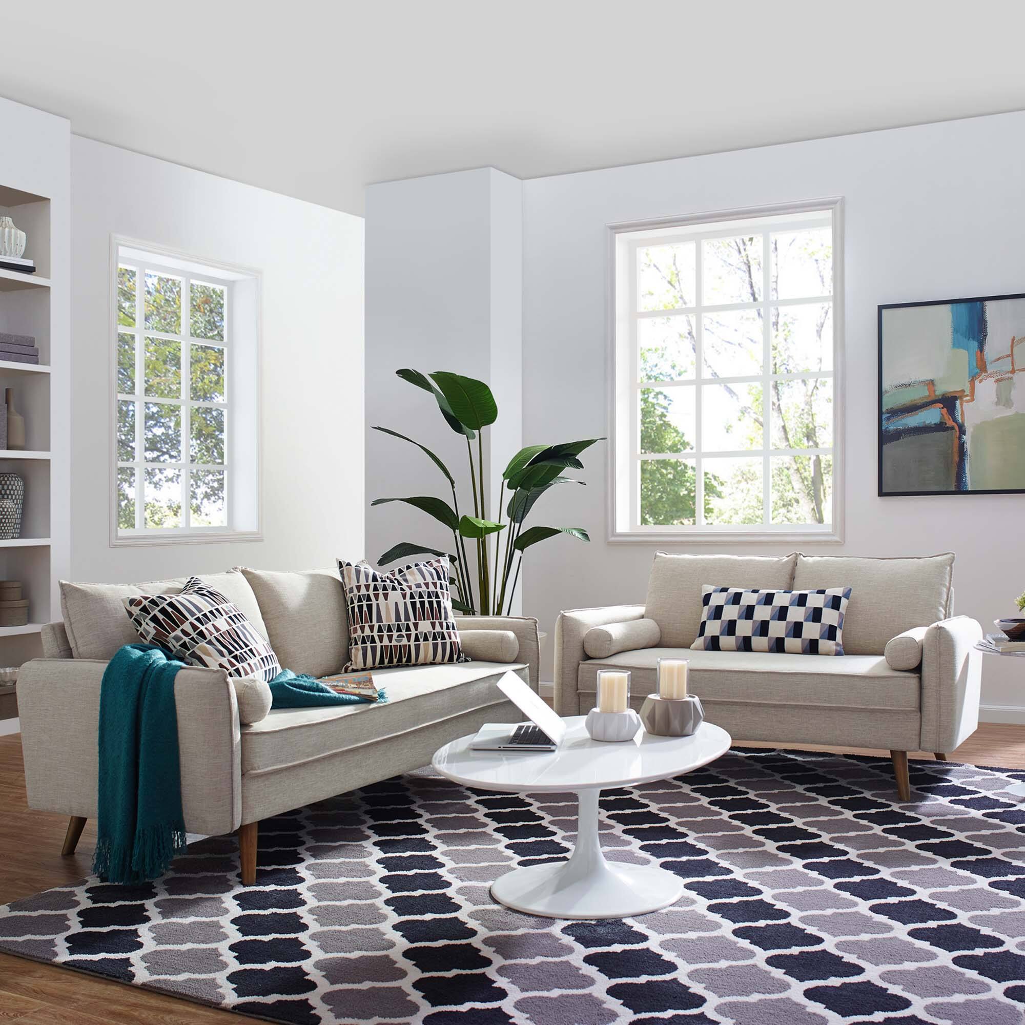 Alt View 2. Modway - Revive Upholstered Fabric Sofa and Loveseat Set by Modway - Oatmeal.