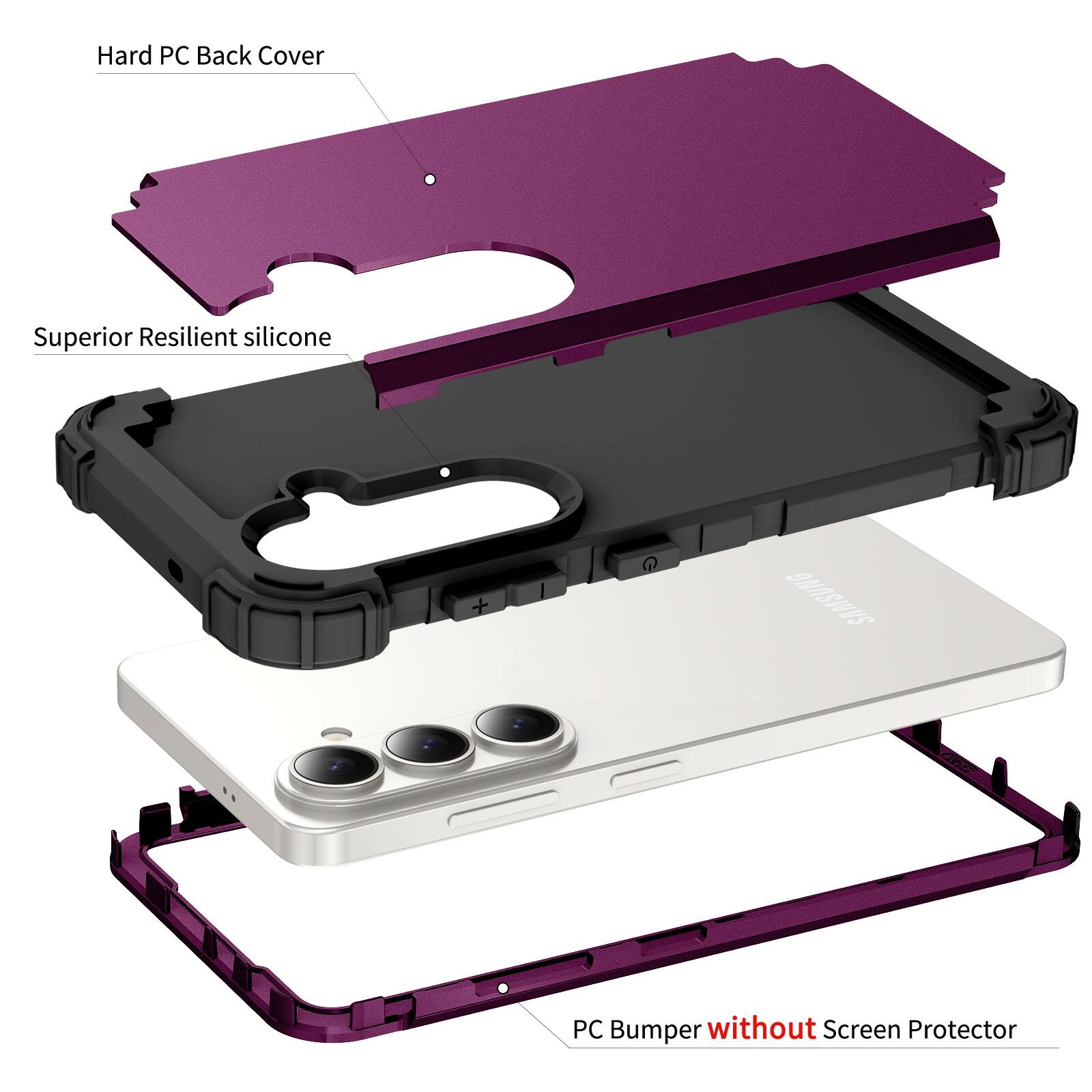 Hard PC Back Cover Superior Resilient silicone SNRSWVS PC Bumper without Screen Protector