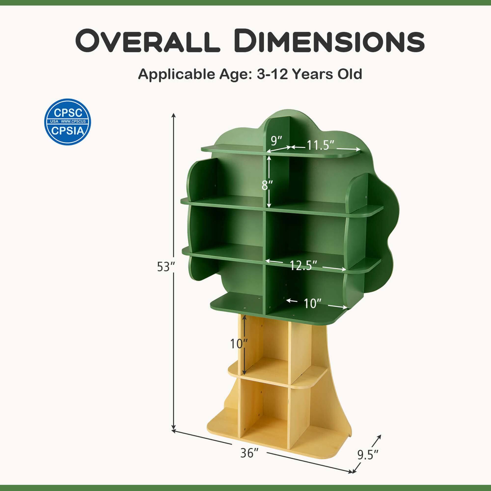 OVERALL DIMENSIONS  
Applicable Age: 3-12 Years Old  

CPSC USA  
CPSIA  

9" x 11.5"  
8"  
53"  
12.5" x 10"  
10"  
36"  
9.5"