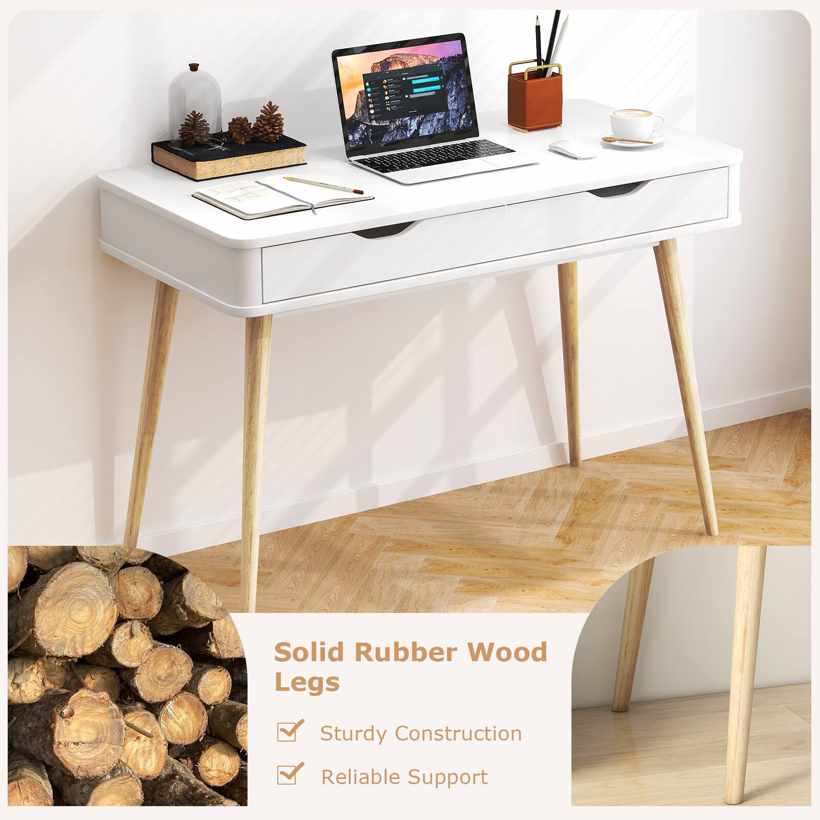 Solid Rubber Wood Legs
Sturdy Construction
Reliable Support