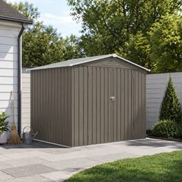 Loheer - 8x6 Metal Storage Shed Olive Grey Outdoor Tool House with Lockable Double Doors