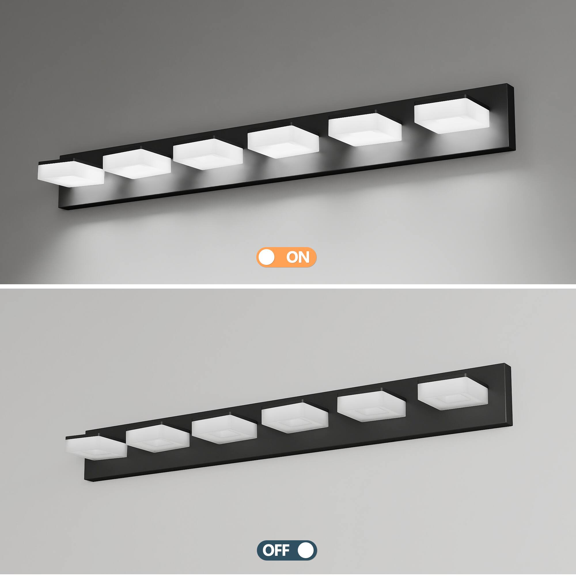 Alt View 2. HOMLUX - 38.98 in. 6 Lights Black LED Vanity Light Bar Vanity Accent Lighting Fixtures and Metal Wall Sconces with Acrylic Shade.