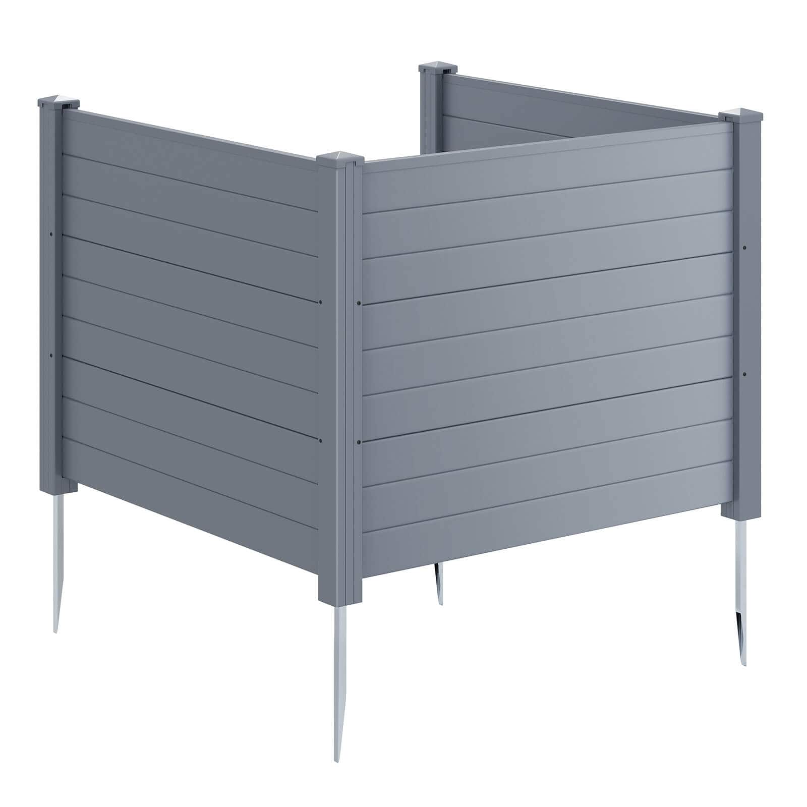 Costway - 48" x 38" Air Conditioner Fence 3 Panels with Metal Ground Stakes, No Dig Trash Can - Gray