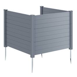 Costway - 48" x 38" Air Conditioner Fence 3 Panels with Metal Ground Stakes, No Dig Trash Can - Gray