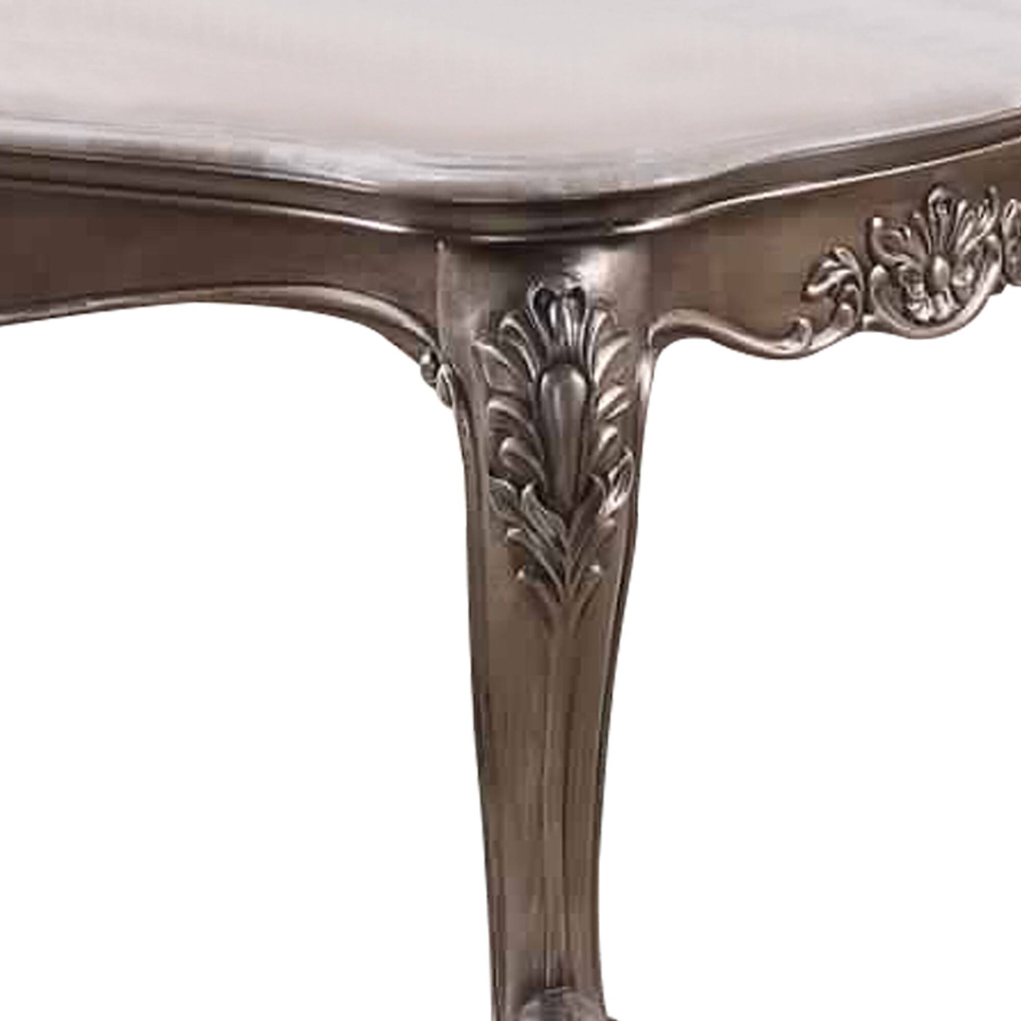 Alt View 2. Manhattan Lane - Faux Marble Top Engraved Wooden Frame Coffee Table - White and Gold.