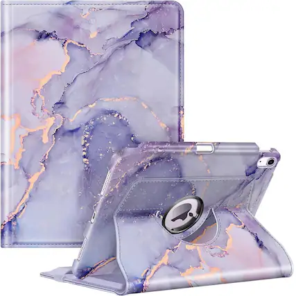 Front. Kitcheniva - Rotating 360 Degree Stand Case For iPad Air 13 Inch M3 2025 With Pencil Holder Lilac Marble - Lilac Marble.