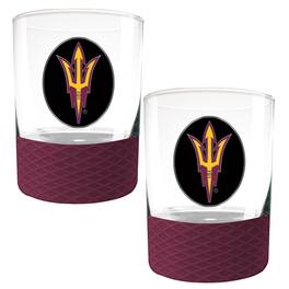 Great American Products - Arizona State Sun Devils 2-Pack 14oz. Rocks Glass Set with Silcone Grip - Maroon