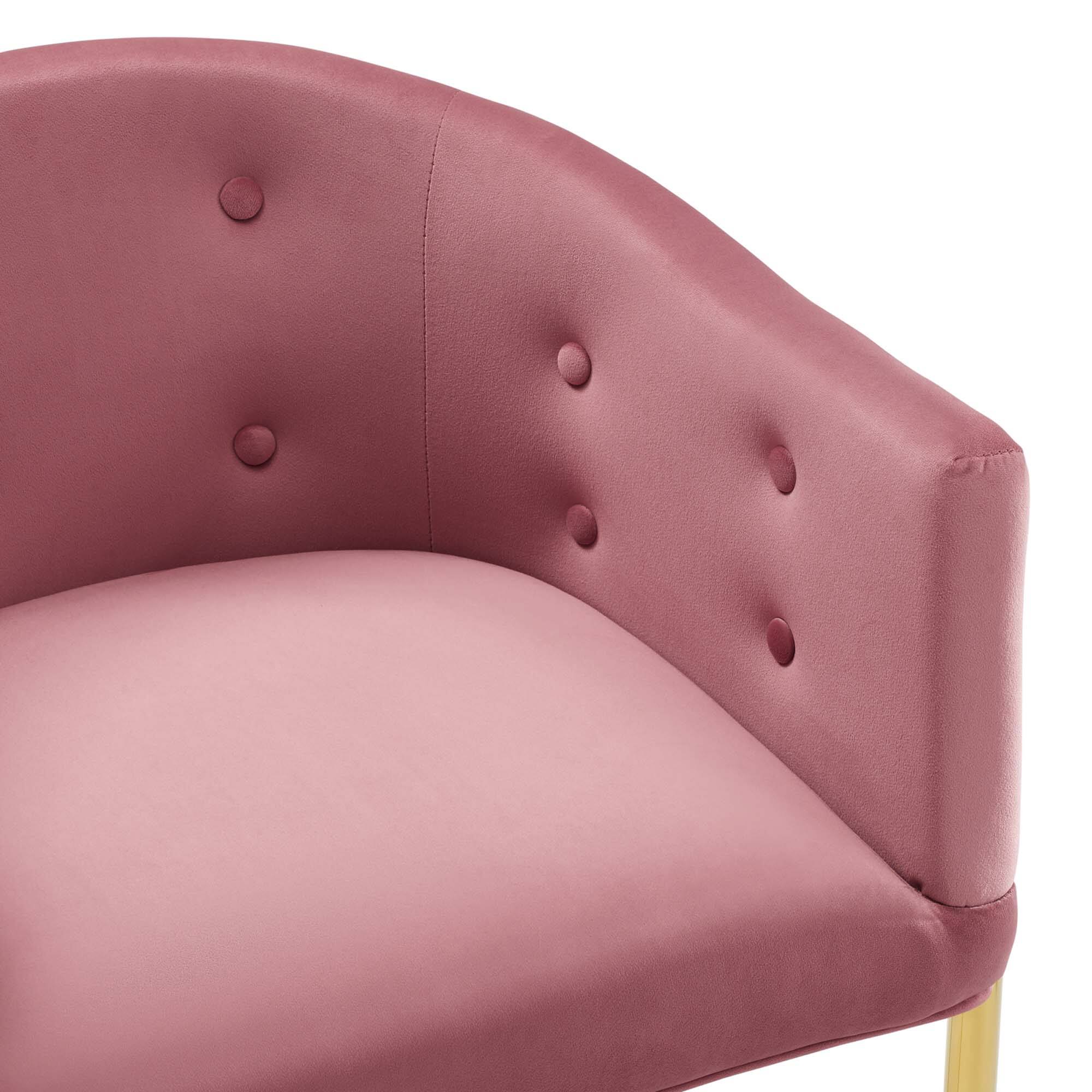 Alt View 4. Modway - Savour Tufted Performance Velvet Bar Stool by Modway - Dusty Rose.