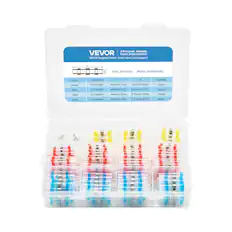 Affordable. Reliable. VEVOR Home Improvement. VEVOR Support Center www.vevor.com/support
Wire Terminals
Model: SDM031652
| Color | Cable Size | L (40mm) | A | Quantity |
|-------|-----------|---------|---|----------|
| Yellow | 12-10AWG | 40mm (1.57in) | 6mm (0.236in) | 32pcs |
| Blue | 16-14AWG | 40mm (1.57in) | 4.5mm (0.177in) | 100pcs |
| Red | 22-18AWG | 40mm (1.57in) | 2.7mm (0.106in) | 150pcs |
| White | 26-24AWG | 26mm (1.02in) | 1.7mm (0.067in) | 48pcs |