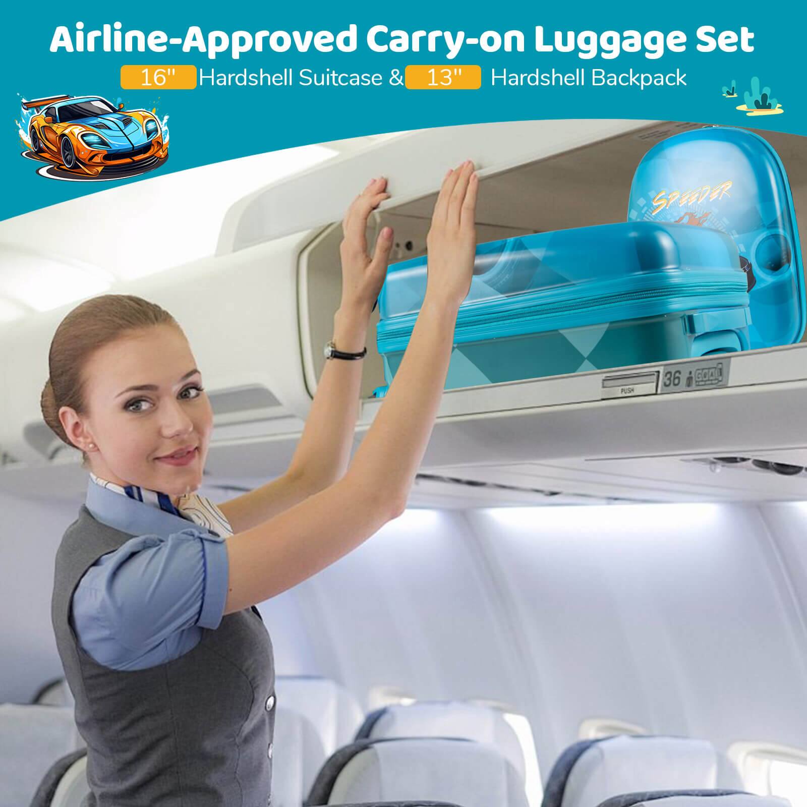 Airline-Approved Carry-on Luggage Set  
16" Hardshell Suitcase & 13" Hardshell Backpack