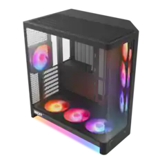 Front. NZXT - NZXT H6 RGB+ (2026) - ATX Dual-Chamber PC Case with Pre-Installed RGB Fans and Control Hub Lite - Black.
