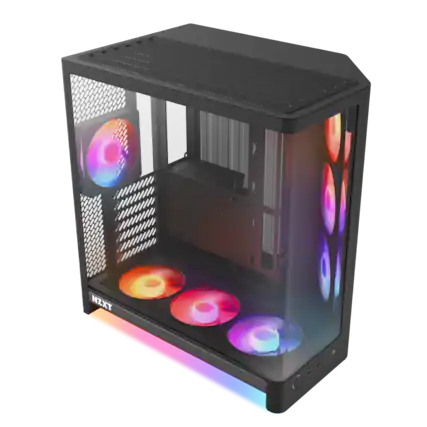 Front. NZXT - NZXT H6 RGB+ (2026) - ATX Dual-Chamber PC Case with Pre-Installed RGB Fans and Control Hub Lite - Black.