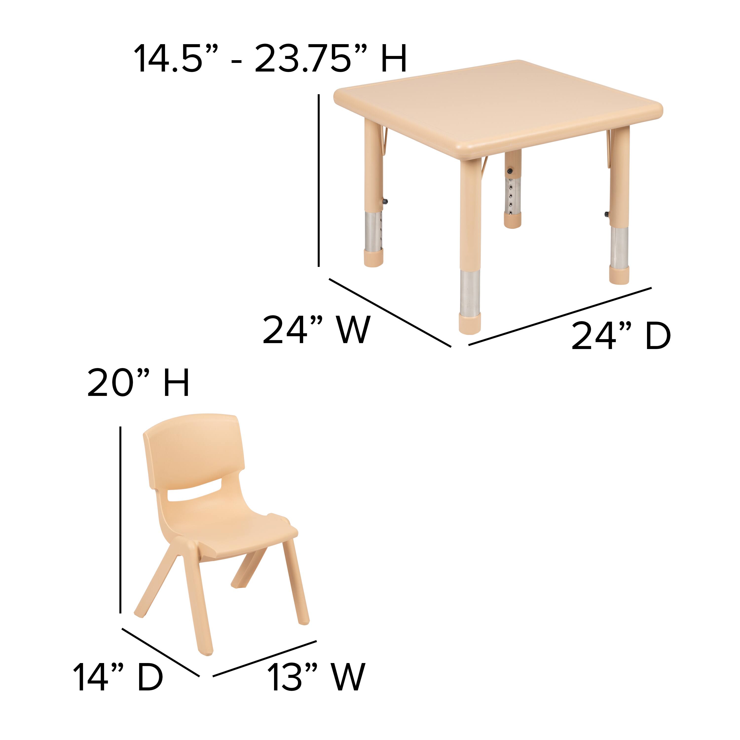 Alt View 15. Alamont Home - 24" Square Plastic Height Adjustable Activity Table Set with 2 Chairs - Natural.