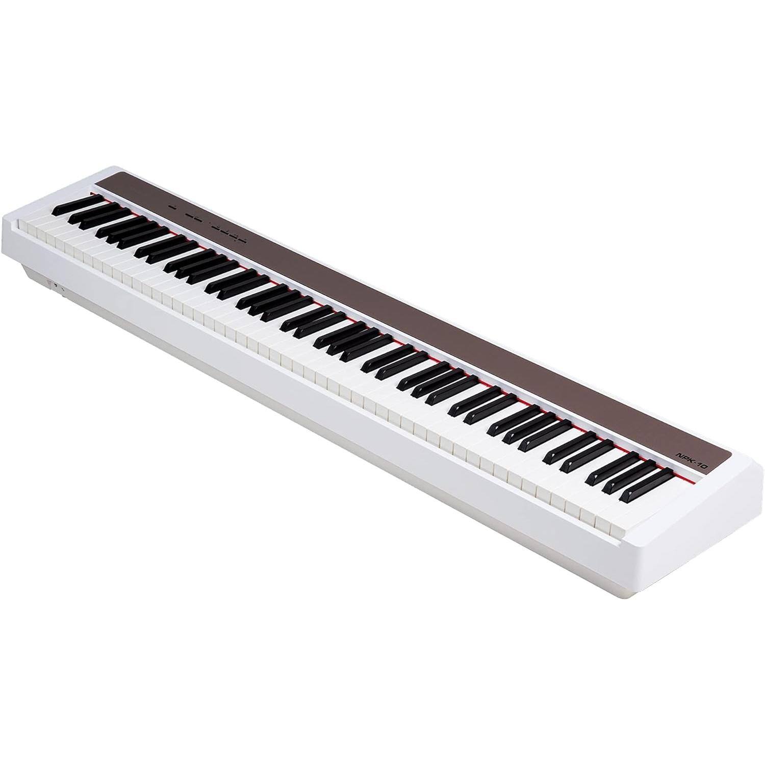 Angle. NUX - NPK-10 Portable Digital Piano with Triple Sensor Hammer Action Keyboard | Five Touch Sensitivity Levels with Bluetooth - White.
