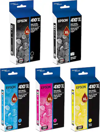 DESIGNED FOR EXCELLENCE
EPSON 410XL High-capacity 2x more prints* Grande capacité 2 fois plus de tirages*
Black Noir
Claria Photo Black Noir Photo
DESIGNED FOR EXCELLENCE
EPSON 410XL High-capacity 2x more prints* Grande capacité 2 fois plus de tirages*
Cyan
DESIGNED FOR EXCELLENCE
EPSON 410XL High-capacity 2x more prints* Grande capacité 2 fois plus de tirages*
Magenta
DESIGNED FOR EXCELLENCE
EPSON 410XL High-capacity 2x more prints* Grande capacité 2 fois plus de tirages*
Yellow Jaune