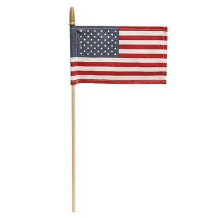 Front. BreeBe - USA Flag Pick 14" (6.5"x4"Flag) - Red, White, Blue.