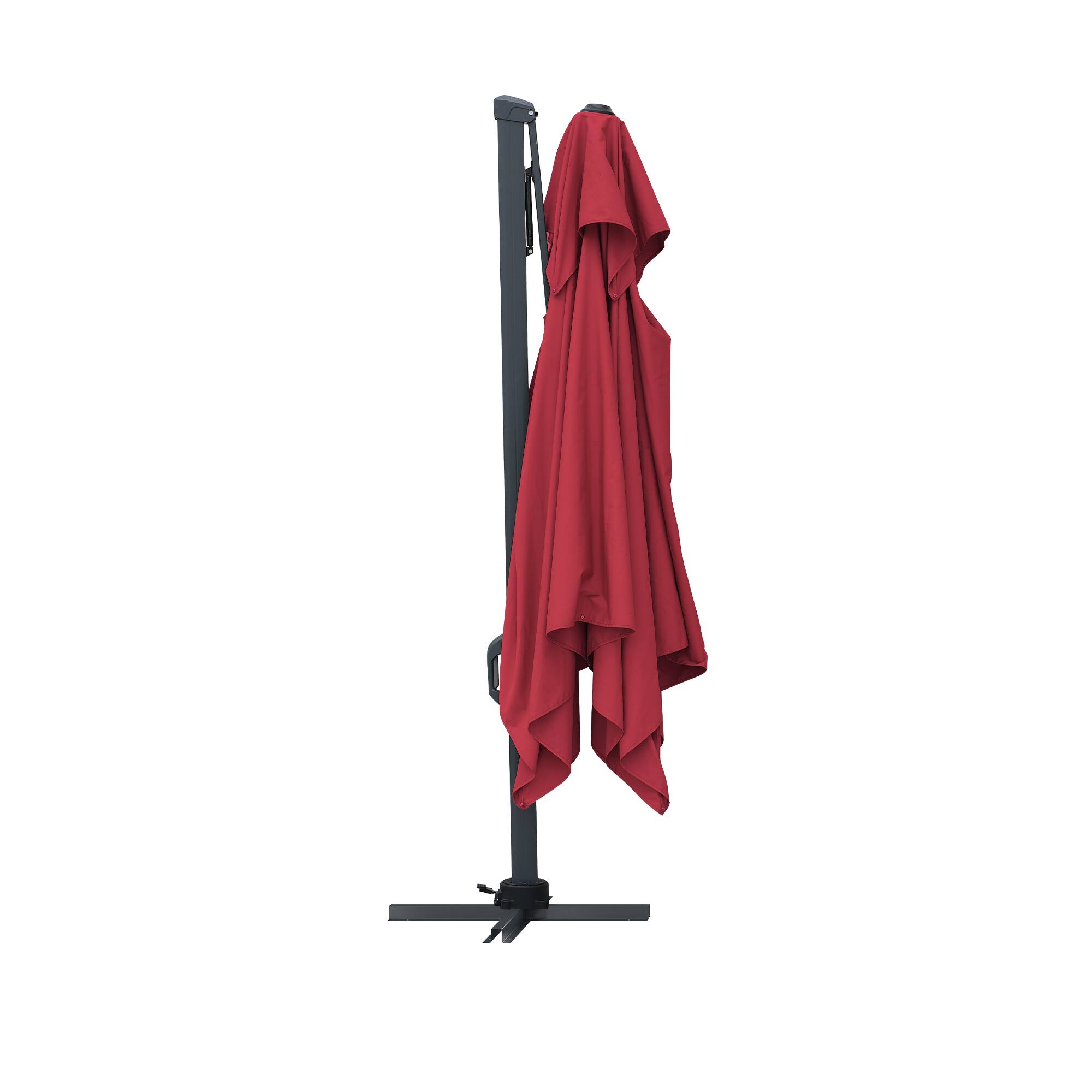 Alt View 5. Mondawe - 10 x 10ft Square Cantilever Umbrella 360° Rotation - Red.