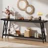 Aheaplus - 70.9-Inch Industrial Console Table with Charging Station & Storage Shelf: Sofa Table for Living Room & Entryway - Black